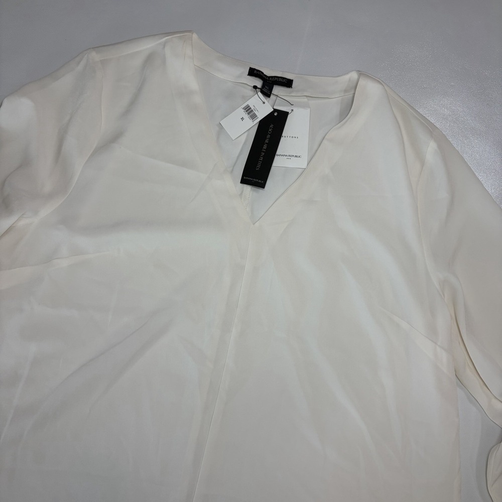 Banana Republic Women's XL Ivory Lace Inset 3/4 Sleeve Blouse NWT
